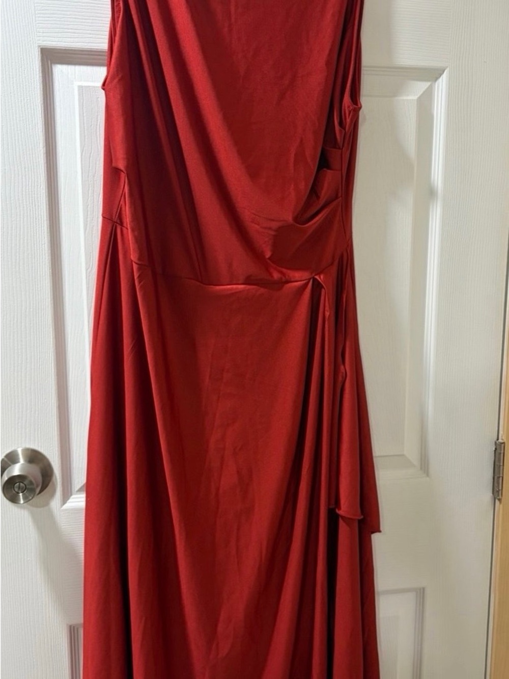 Fashion Nova Sleeveless Draped Maxi Dress in Red